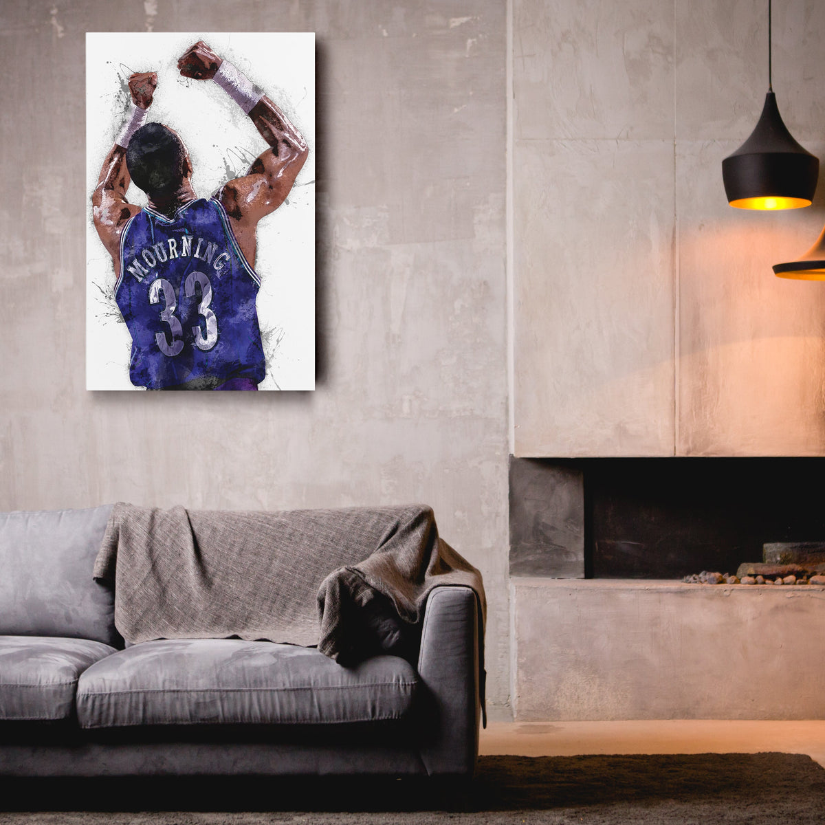 Alonzo Mourning Canvas Art – Charlotte Hornets Wall Decor