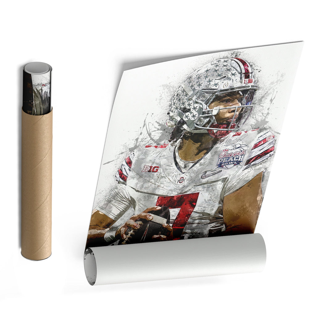 C.J. Stroud Canvas Art – Ohio State Buckeyes Wall Decor